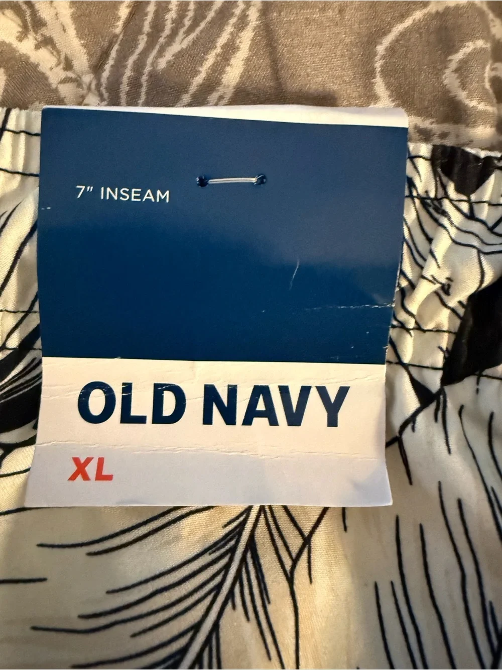 Old Navy Men’s Black and White Tropical Print Swim Trunks